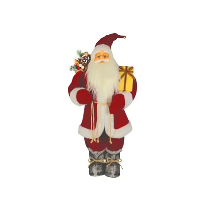 Standing Santa Claus figurine with gifts for Christmas decoration, 60cm height