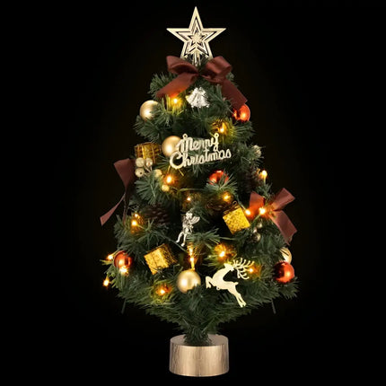 Decorated 60CM Tabletop LED Christmas Tree with ornaments and lights for festive decor
