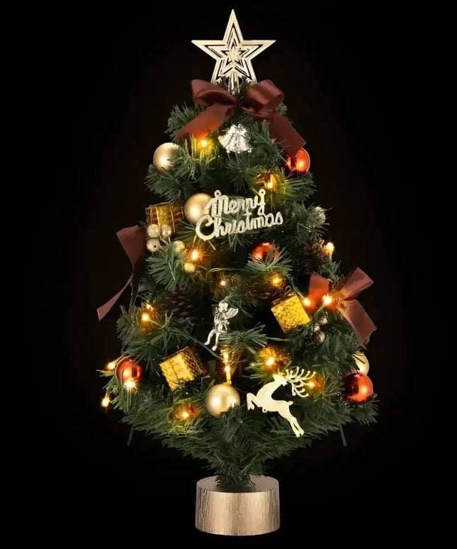 Decorated 60CM Tabletop LED Christmas Tree with ornaments and lights for festive decor