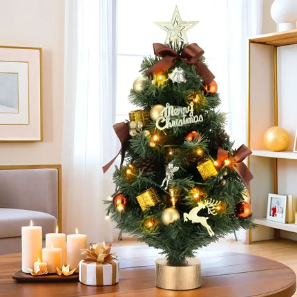 Decorated 60CM Tabletop LED Christmas Tree with lights for festive decor