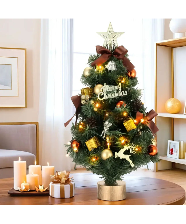 Decorated 60CM Tabletop LED Christmas Tree with lights for festive decor