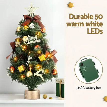 Decorated 60CM Tabletop LED Christmas Tree with battery box for festive decor