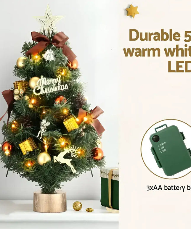 Decorated 60CM Tabletop LED Christmas Tree with battery box for festive decor