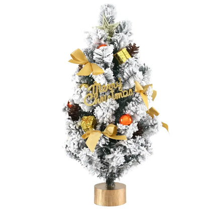 Decorated snowy Christmas tree on a 60CM Tabletop Snowy Christmas Tree for festive décor
