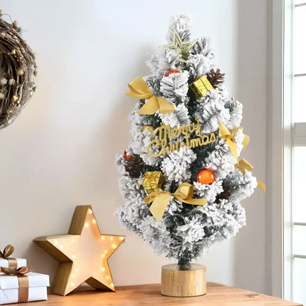 Decorated snow-flocked 60CM Tabletop Snowy Christmas Tree for holiday decoration
