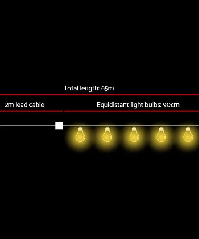 65m Festoon String Lights Christmas Bulbs Party Wedding Garden Party-Occasions > Lights-Dropli
