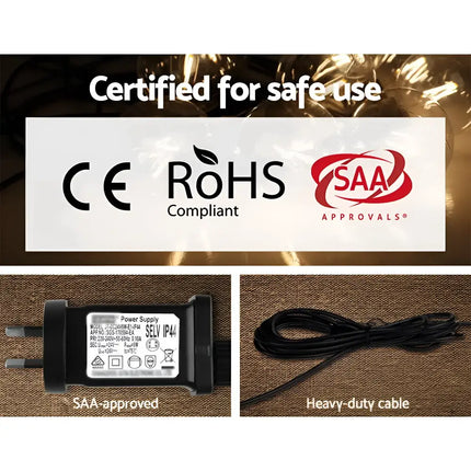 Certified string light components for 68m Black Festoon String Lights with 70 Bulb Kit