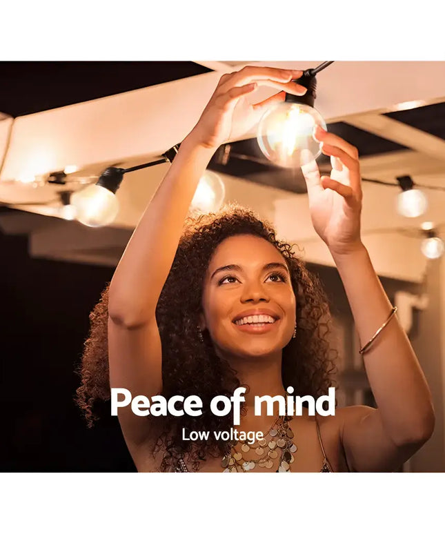 Black Festoon String Lights with 70 bulbs for outdoor decorative illumination