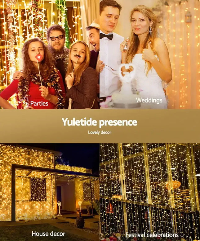 6X3M Christmas Curtain Lights 600LED Warm White-Occasions > Lights-Dropli