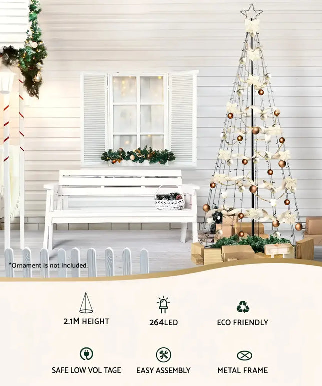 Christmas Tree 2.1M 264 LED Xmas Trees Solar Power Warm White-Occasions > Christmas-Dropli