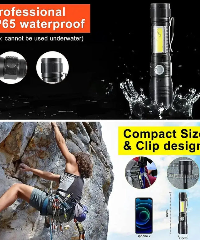 7 Modes Waterproof Rechargeable UV Light Flashlight Torch for Camping-Outdoor > Camping-Dropli