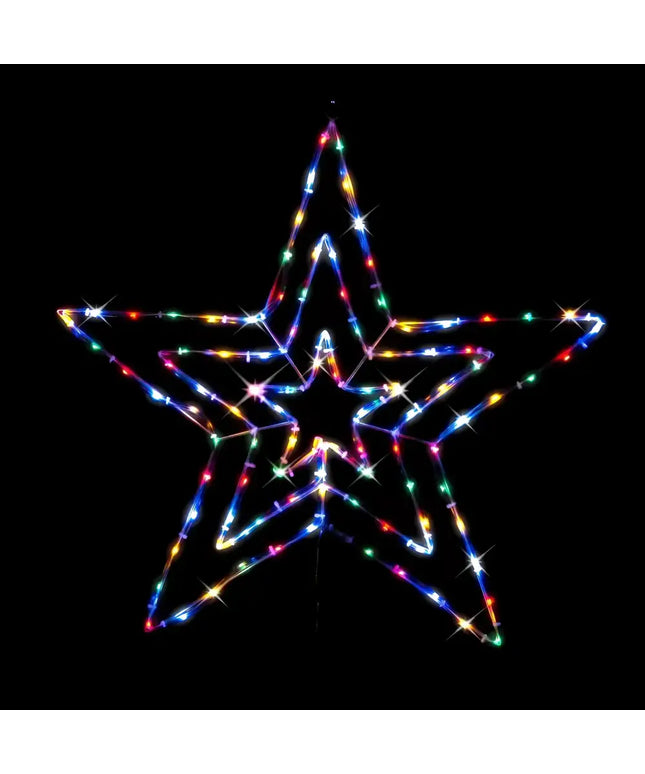 Illuminated multi-colored star decoration on 70cm Solar LED Tubelight 3D Star Flash Multi