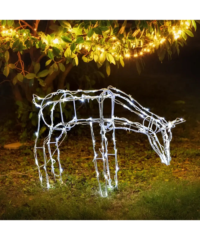 Illuminated wireframe reindeer in a 74cm LED Reindeer Feeding product display