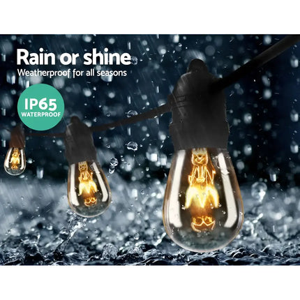 Waterproof 74m Black Festoon String Lights with 80 Bulb Plug-in Kit for outdoor decor