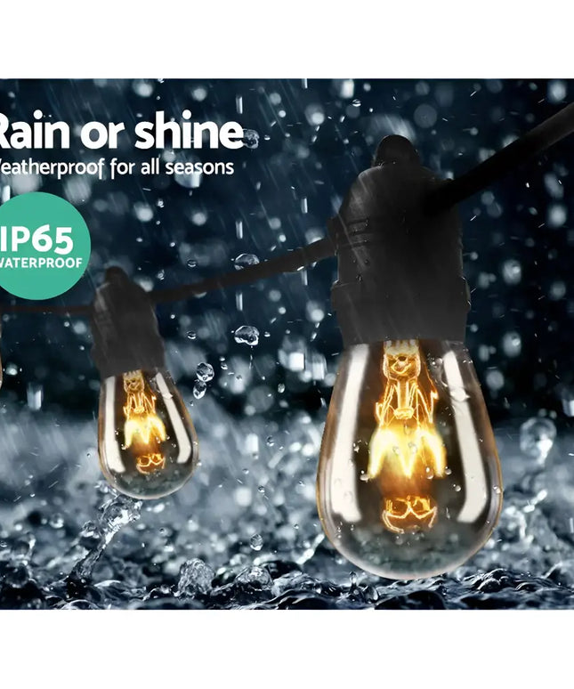 Waterproof 74m Black Festoon String Lights with 80 Bulb Plug-in Kit for outdoor decor