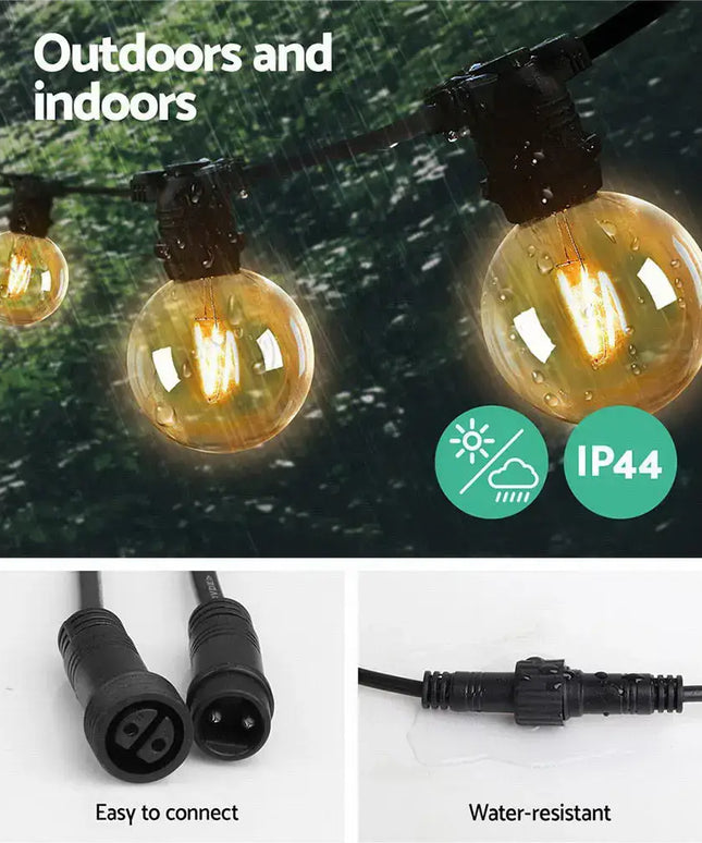 77m Black Festoon String Lights with 70 Bulb Plug in Kit - Occasions > Christmas > Outdoor Decorations & Lights