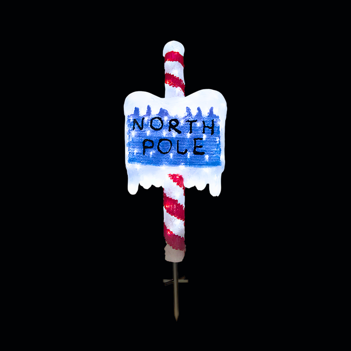 Acrylic North Pole Sign w/ Metal Floor Sticker - H100cm