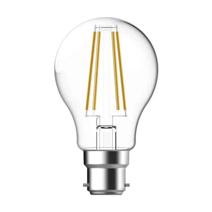 Domus LF-A60 - 8.6W LED Dimmable GLS A60 Shape Filament Glass Globe - B22 Clear Daylight - Clear / B22 / 2700K - GLOBES