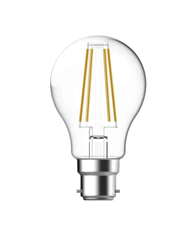 Domus LF-A60 - 8.6W LED Dimmable GLS A60 Shape Filament Glass Globe - B22 Clear Daylight - Clear / B22 / 2700K - GLOBES
