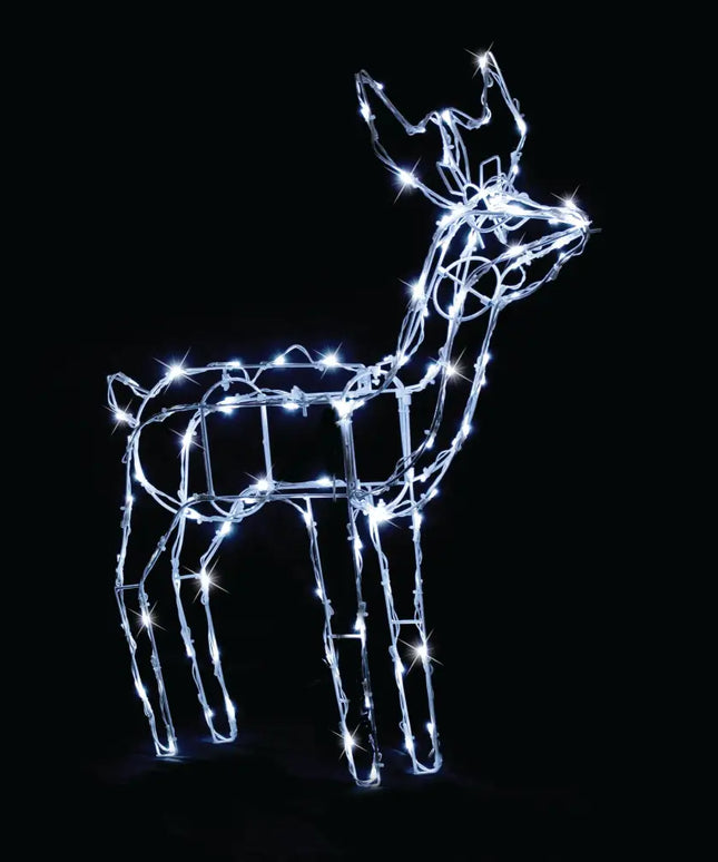 Illuminated wireframe reindeer displayed in 80cm LED Reindeer Standing product image