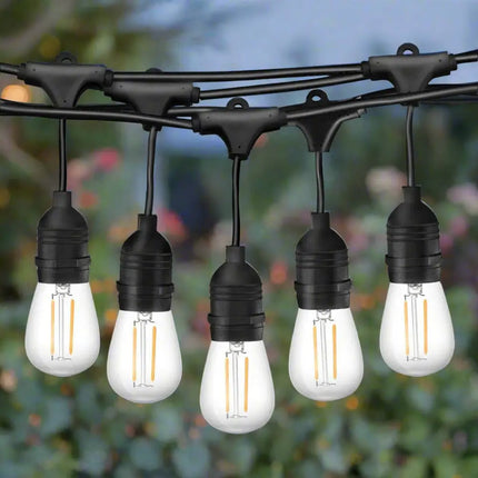 80m Black Festoon String Lights with 80 Bulb Plug in Kit - Occasions > Christmas > Outdoor Decorations & Lights