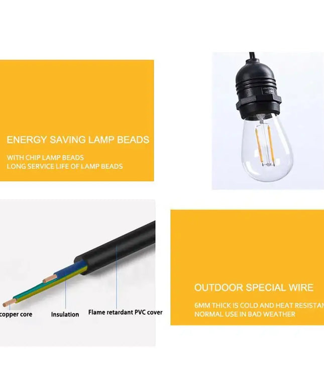 80m Black Festoon String Lights with 80 Bulb Plug in Kit - Occasions > Christmas > Outdoor Decorations & Lights