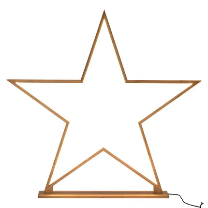 Wooden star-shaped floor lamp displayed in the 87cm Bamboo Star Table Lamp LED strip design