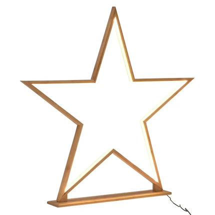 Illuminated wooden star decoration on 87cm Bamboo Star Table Lamp Desk Light with LED strip