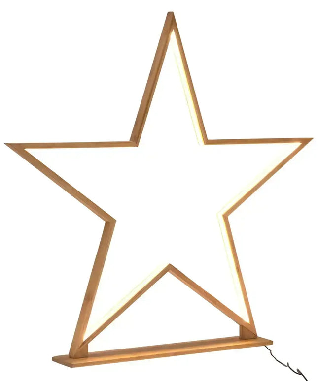 Illuminated wooden star decoration on 87cm Bamboo Star Table Lamp Desk Light with LED strip