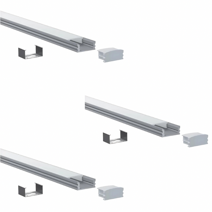 Pro Surface Aluminium Mounting Profile System - Silver 17mm x 8mm