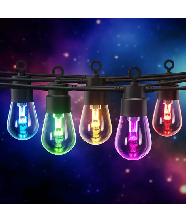 8m Black Smart Wifi Festoon String Lights with 10 RGB Bulb Plug in Kit - Home & Garden > Lighting
