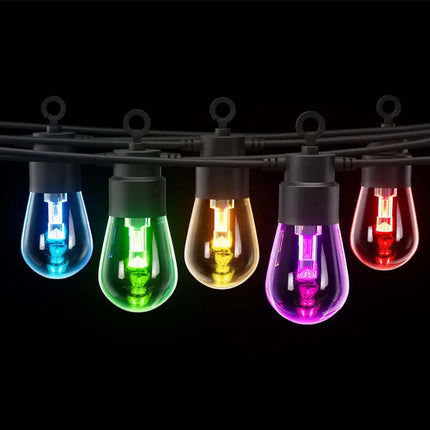 8m Black Smart Wifi Festoon String Lights with 10 RGB Bulb Plug in Kit - Home & Garden > Lighting