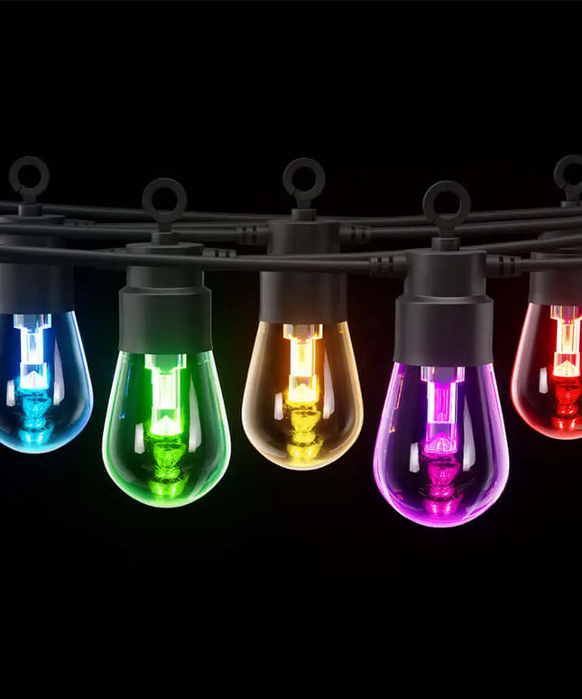 8m Black Smart Wifi Festoon String Lights with 10 RGB Bulb Plug in Kit - Home & Garden > Lighting