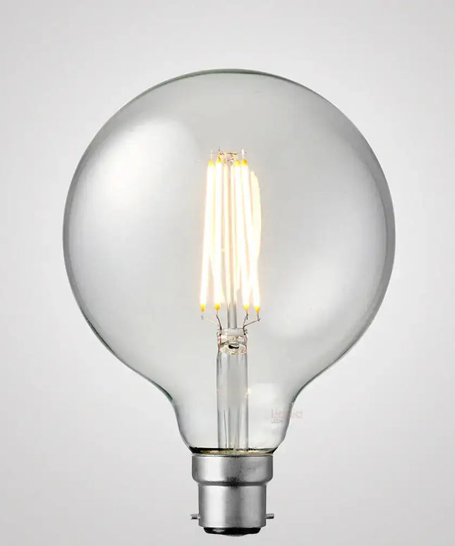 8W G125 LED Globe B22 Clear in Warm White