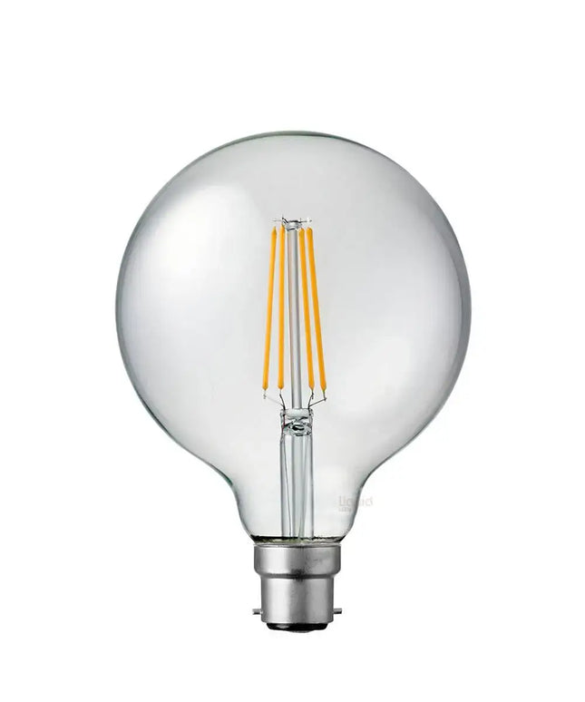 8W G125 LED Globe B22 Clear in Warm White