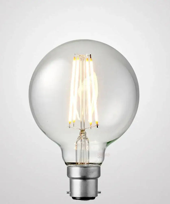 8W G95 LED Globe B22 Clear in Warm White