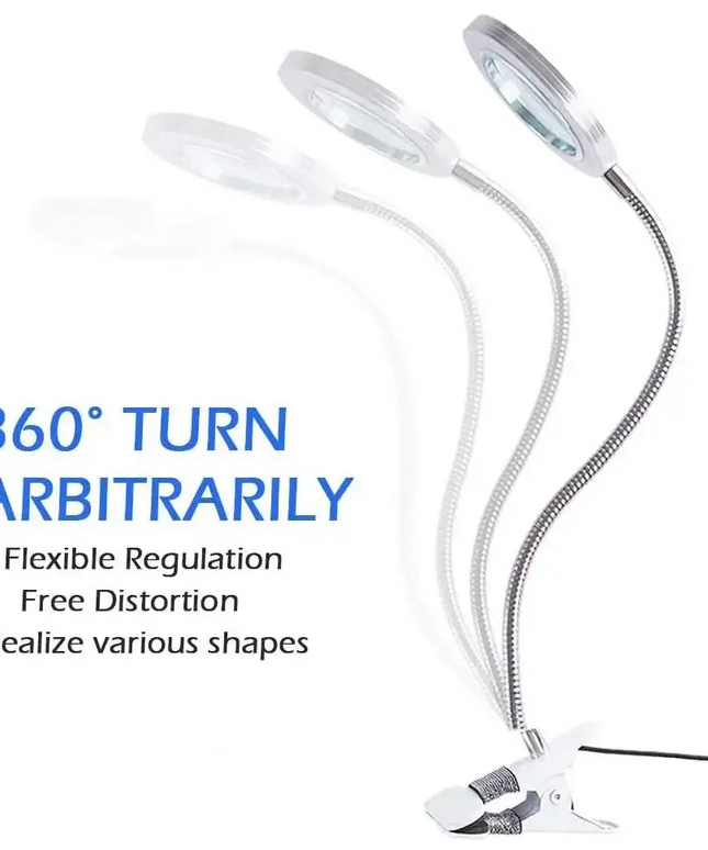 8X Magnifying Lamp with Metal Clamp, Flexible Gooseneck and USB Plug Design-Home & Garden > Lighting-Dropli