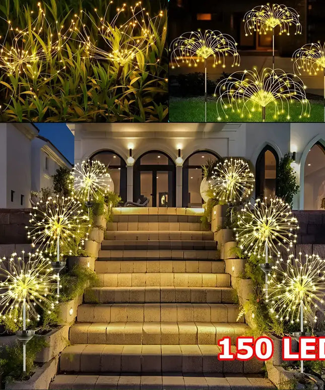 90cm Warm White Solar LED Fairy String Lights Starburst Fireworks - Occasions > Christmas > Outdoor Decorations & Lights