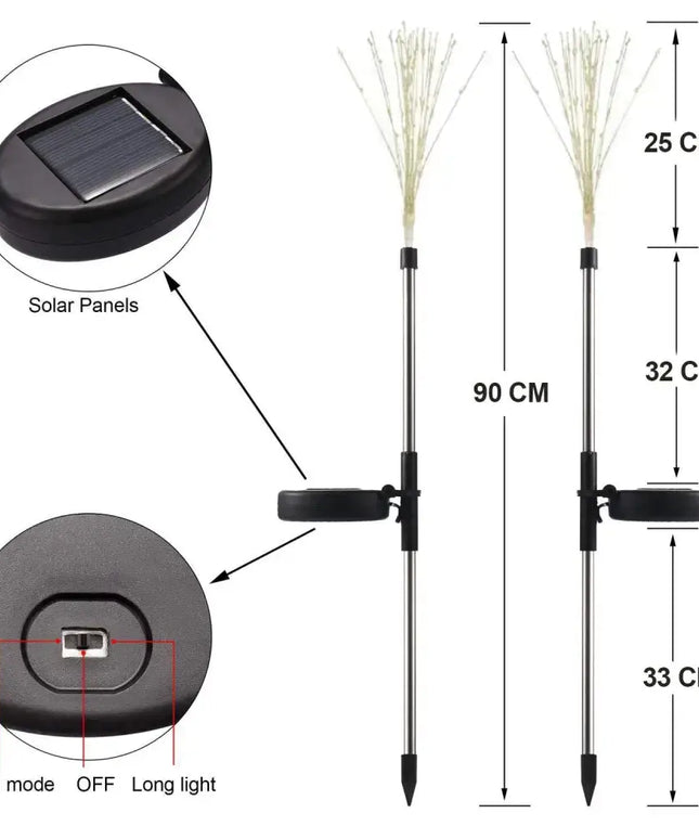 90cm Warm White Solar LED Fairy String Lights Starburst Fireworks - Occasions > Christmas > Outdoor Decorations & Lights