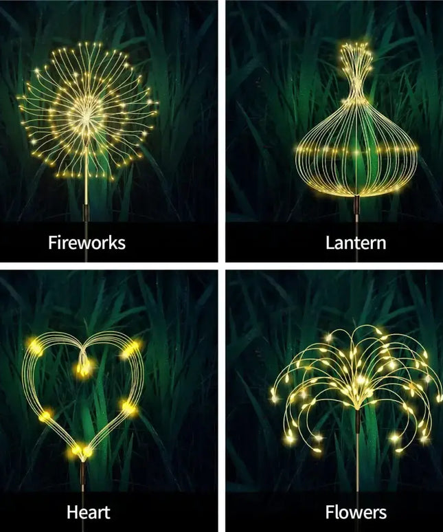 90cm Warm White Solar LED Fairy String Lights Starburst Fireworks - Occasions > Christmas > Outdoor Decorations & Lights