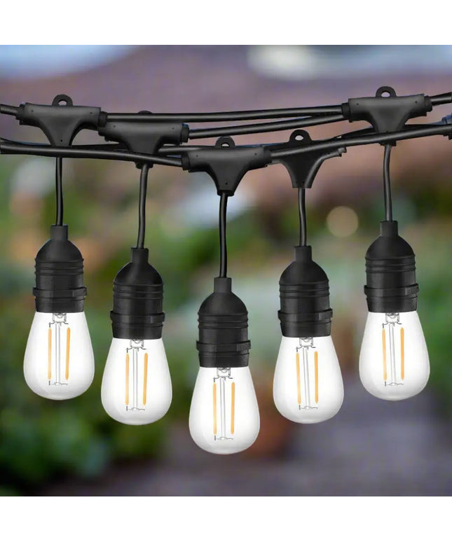 90m Black Hanging Festoon String Lights with 100 Bulb Plug in Kit - Occasions > Christmas > Outdoor Decorations & Lights