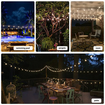 90m Black Hanging Festoon String Lights with 100 Bulb Plug in Kit - Occasions > Christmas > Outdoor Decorations & Lights
