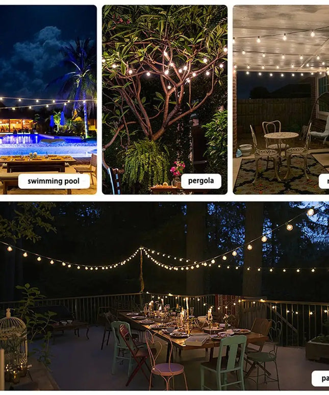 90m Black Hanging Festoon String Lights with 100 Bulb Plug in Kit - Occasions > Christmas > Outdoor Decorations & Lights