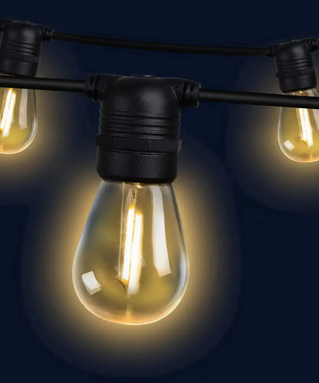 95m Black Festoon String Lights with 100 Bulb Plug in Kit - Occasions > Christmas > Outdoor Decorations & Lights