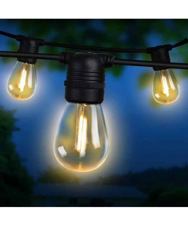 95m Black Festoon String Lights with 100 Bulb Plug in Kit - Occasions > Christmas > Outdoor Decorations & Lights