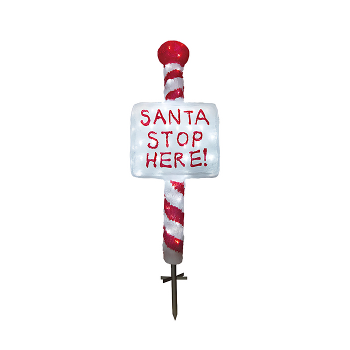 Acrylic Santa Stop Here Sign w/ Metal Floor Sticker - H100cm