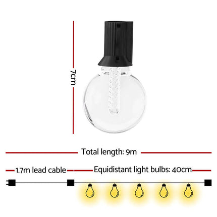 9m Black Smart Wifi Festoon String Lights with 10 RGB Bulb Plug in Kit - Home & Garden > Lighting