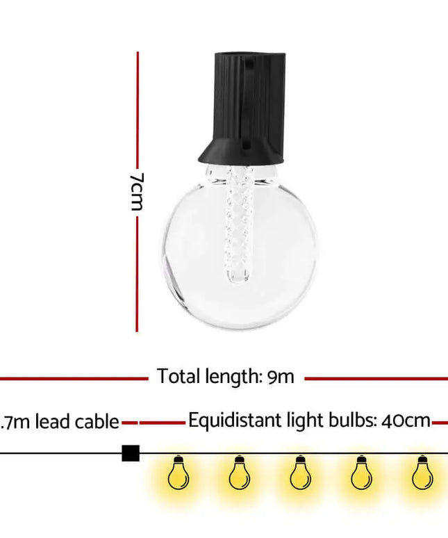 9m Black Smart Wifi Festoon String Lights with 10 RGB Bulb Plug in Kit - Home & Garden > Lighting