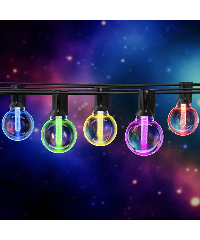 9m Black Smart Wifi Festoon String Lights with 10 RGB Bulb Plug in Kit - Home & Garden > Lighting