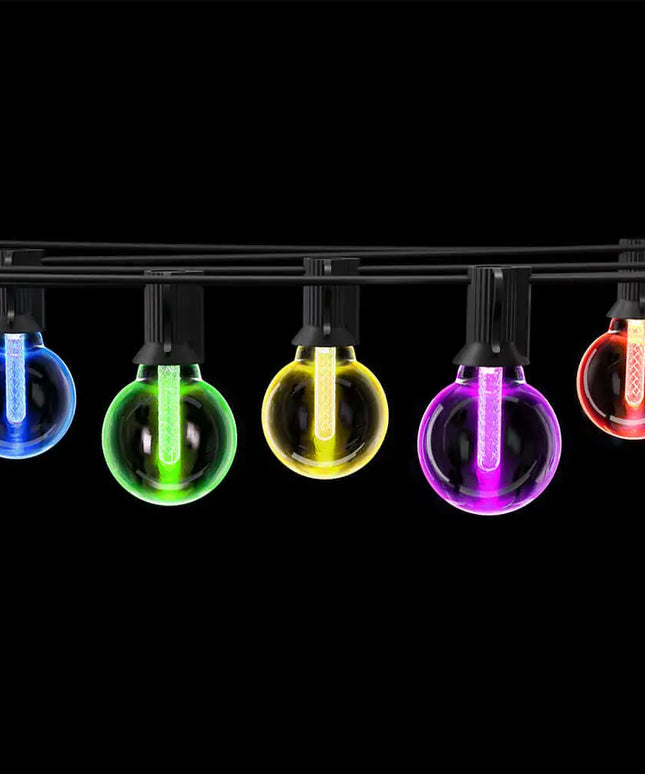 9m Black Smart Wifi Festoon String Lights with 10 RGB Bulb Plug in Kit - Home & Garden > Lighting